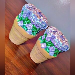 Vintage Pfaltzgraff Lavender Flower Pot Salt & Pepper Shakers